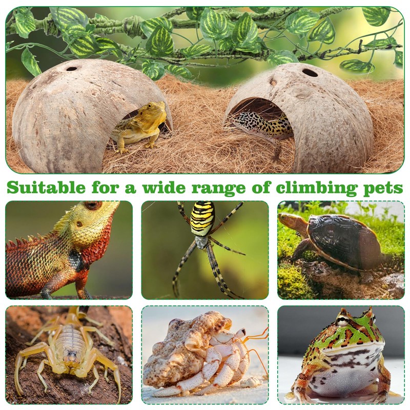 QUOZUO Crested Gecko Tank Accessories, Reptile Climbing Vines Hanging Plants