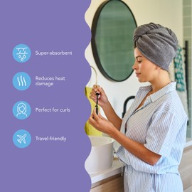 Turbie Twist Microfiber Hair Towel Wrap for Women and Men | 2 Pack | Bathroom Essential Accessories | Quick Dry Hair Turban for Drying Curly, Long & Thick Hair - Evening Blue & Dark Shadow