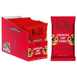 KiZE Energy Bar, Chocolate Chip Cookie, 10g Protein, 7 Clean & Simple Real Food Ingredients, Almond-Butter-Based, Gluten Free, Non-GMO, Soy Free, Mission Based, High Protein Snacks (10 Count)