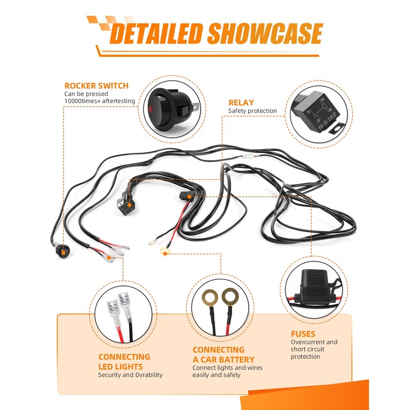 CO LIGHT Wiring Harness 2 Leads for LED Light Bar
