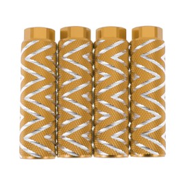 Partuto 4 Pcs Aluminum Alloy Anti-Skid Bike Pegs 100mm Length Wave Texture Bicycle Backseats Stands Cycling Foot Pegs 3/8 Inch Axles Gold Tone