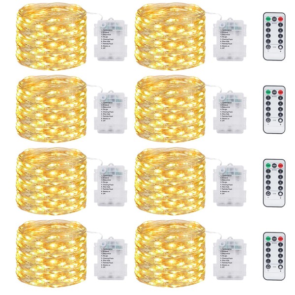 kolpop kolpop 8 Stck Lichterkette Batterie, 12M 120 LED 8
