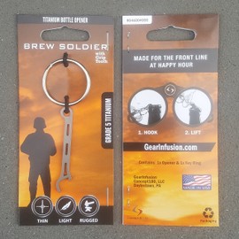 Brew Soldier Titanium Bottle Opener with Stainless Steel Key Ring
