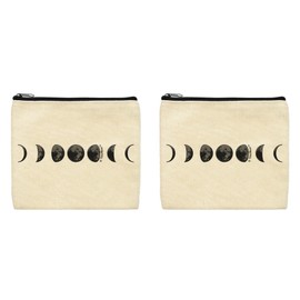 ThisWear Wicca Witchcraft Gift For Women Witchy Moon Phases 2-Pack Cosmetic Accessory Bags