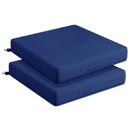 Codi Outdoor Chair Cushions for Patio Furniture, 19 x 19 x 3 Inch Seat Cushion Set of 2, Double-Waterproof for Outside Balcony, Apartment, Navy 2 PK