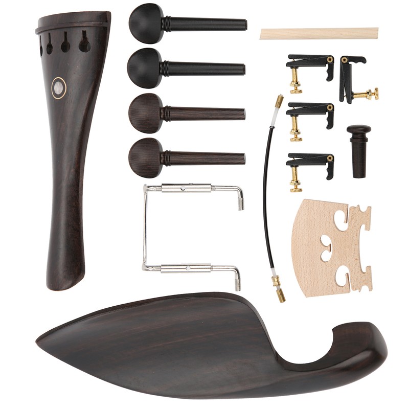 4/4 Violin Parts Tailpiece Ebony Tuning Pegs Chinrest Endpin Tuners