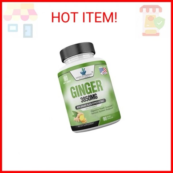 American Standard Supplements Ginger Root Capsules Organic 3850mg, Ginger Powder,