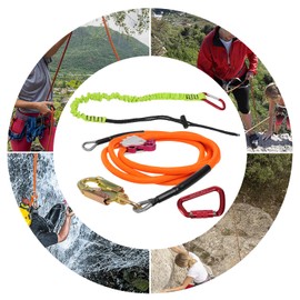 RustyVioum Steel Wire Core Flipline Kit 5/8in x 10ft, Tree Climbing Lanyard 20kn Rope Load Capacity,30kn Breaking Strength Steel Cable Lanyard Kit with Triple-Locking for Overhead Workers