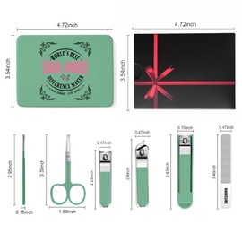 TTJHGYQO 6-Piece Nail Clipper Set with Nail File, Tweezers and ingrown toenail Removal kit Travel Nail kit for Men and Women (Social Worker Green)