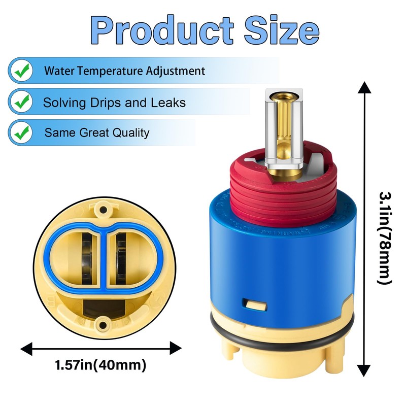 (1Pack) JH02BJ HL-40 Shower Cartridge Replacement,40mm Ceramic Pressure Balance Cartridge,for