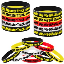 ATSMOICY 24PCS Monster Truck Rubber Bracelets Silicone Wristbands -Big Car Party Supplies Birthday Racing Baby Shower Party Favors