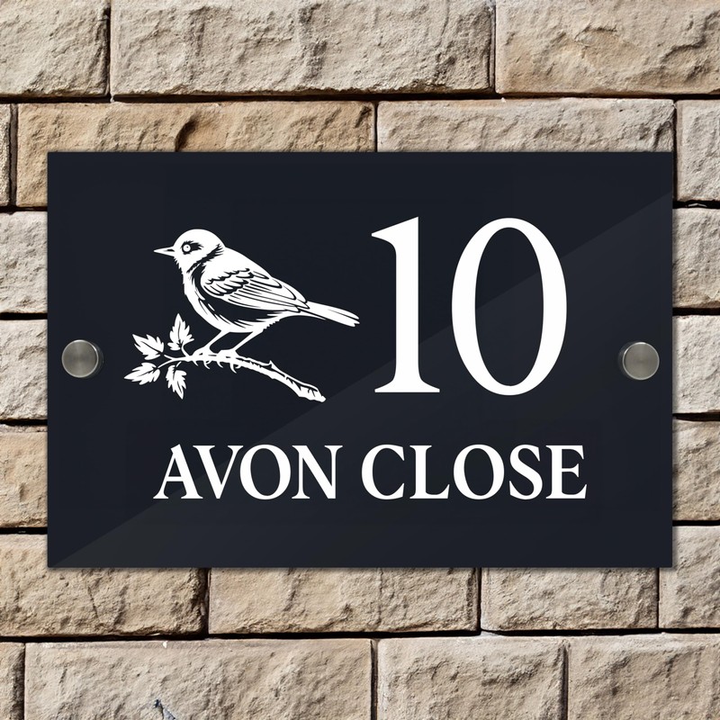 Badgemaster Modern Anthracite House Number Sign Plaque Stainless Steel Standoffs
