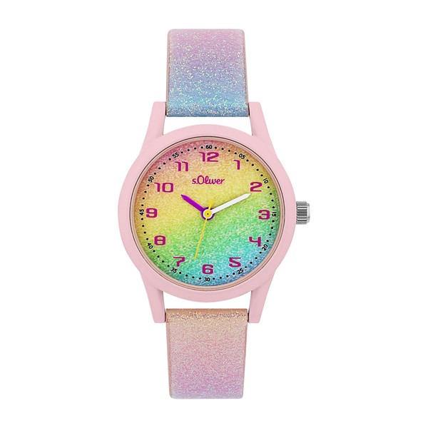 s.Oliver Girls Sparkle Quartz Watch Analogue Watch with Faux Leather