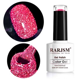 Diamond Gel Nail Polish, Neon Hot Pink Nailpolish, Reflective Shiny Gel Polish, Spring Summer Gelpolish Colors for DIY Nail Art Design UV LED Cure Required RAR90