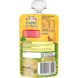 Farex 6+ Months Apple and Oatmeal Baby Porridge Breakfast On The Go Baby Food Pouch No Artificial Flavours, No Preservatives, No Added Colours, No Added Sugars 120g (pack of 6)