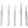 Mipcase 5pcs Precision Tweezers Stainless Steel Electronics Jewelry Tweezers for