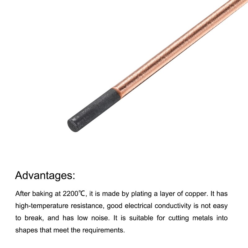 PATIKIL 10pcs 7mmx355mm(0.28"x14") Carbon Arc Air Gouging Rods Copper Graphite