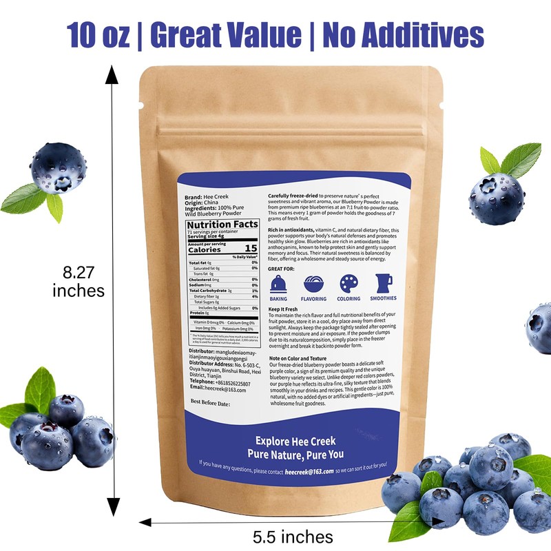 Hee Creek 100% Pure Blueberry Powder 10oz/ 283g Freeze Dried