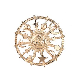 LANCHEN Golden Star Moon Sun Galaxies Rudder Brooch Pewter Lapel Pins Fashion Jewelry