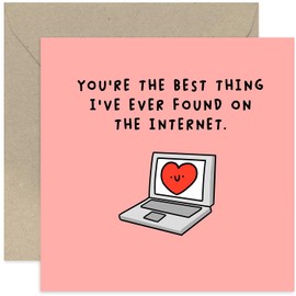 Old English Funny Anniversary Card for Him Her - Perfect For Wedding and Relationship You're The Best Thing I've Found On The Internet - Husband Boyfriend Wife Or Girlfriend | Blank Inside, (GC3976)