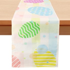 MAIBAOTA Easter Table Runner Easter Decoration for Home Linen Kitchen Dining Table Decoration 13 × 72 Inches Decoration Egg