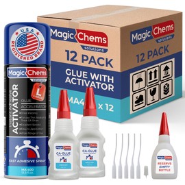 CA Glue with Activator (24 x 1.7 oz + 12 x 13.5 fl oz), Cyanoacrylate Glue and Activator, Super Glue with Activator, CAGlue and Accelerator (12 Pack)