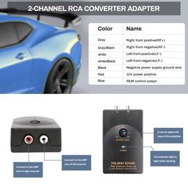 NuIth Add Amp Amplifier Subwoofer Interface Kit Fit for 2014-2021 GM Vehicles Chevy GMC Camaro on Factory OEM Radio Stereo System w/Remote Turn on Wiring Harness 2-Channel RCA line Output Converter