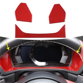 Car Center Console Dashboard Trim Sticker,Real Soft Carbon Fiber Decoration,Fit for Toyota Supra GR A90 A91 MK5 2019-2022 Auto Interior Accessories 3PCS (Red Carbon Fiber)
