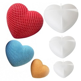 3PCS Woven Mesh Heart Candle Soap Silicone Mold, Heart Shape Silicone Molds for Epoxy Resin Casting Concrete Wax Plaster, 3D Unique Valentine's Day Mold for DIY Craft Keychain Home Decor