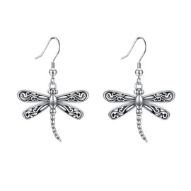 ONEFINITY Sterling Silver Dragonfly Dangle Drop Earrings - Dragonfly Jewelry for Women