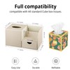 Nightstand Organizer with Tissue Holder,PU Leather Square Tissue Box Cover,Modern