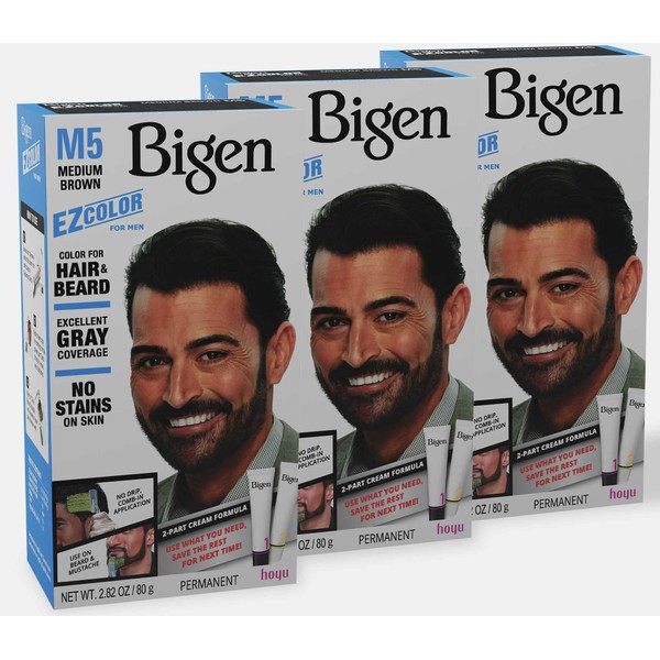 M5 Bigen EZ Color for Men Medium Brown - 3 Pack