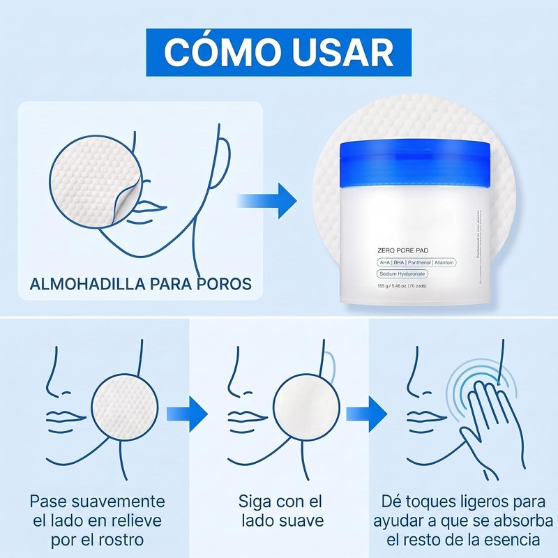 Zero Pore Pad, Pads Tonificantes AHA BHA, Ácido Láctico 4.5%,