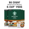 Starbucks K-Cup Coffee Pods, Medium Roast Coffee, Breakfast Blend, 100%