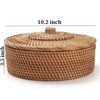 Rattan Basket With Lid, Lidded Wicker Storage Basket for Organizing,