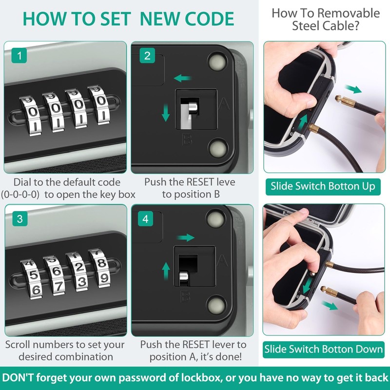 ORIA Portable Safe with Number Code, Security Box, Outdoor Security