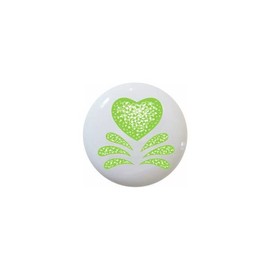 Green Style III - Sponged-look Hearts - DECORATIVE Glossy CERAMIC Cupboard Cabinet PULLS Dresser Drawer KNOBS