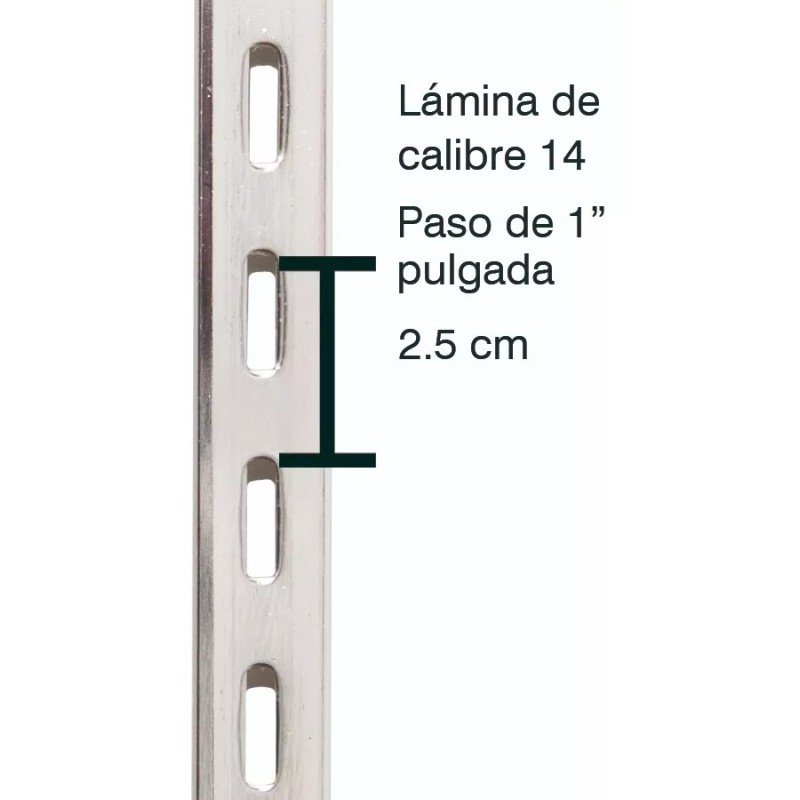 Exhivit Cremallera Cromada De 1.20, Kit Con Mensula De 25cms