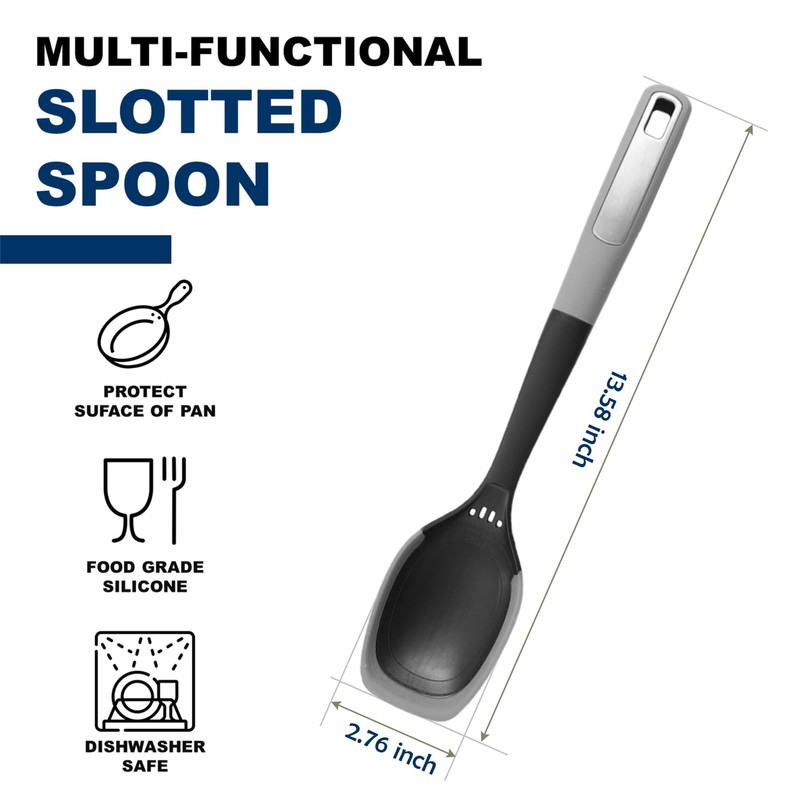 Multi-Functional Silicone Edge Cooking Spoon with Herb Stripper & Engraved