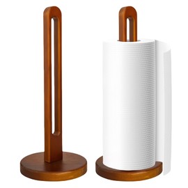 Pack of 2 Standing Kitchen Roll Holder, Wooden Kitchen Roll Holder, Wooden Paper Towel Holder, Kitchen Roll Holder, Roll Holder for Kitchen, Dining Table, Worktop Organisation (13 x 31 cm)