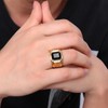 Aloluo Black Onyx Signet Ring for Men Women 18K Gold