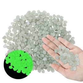 MOAMUN Glow in The Dark Pebbles Garden Stones 1000 Pcs Reusable Premium Resin Luminous Cobblestones for Garden Walkway Pathway Yard Aquarium Fish Tank Décor (White)
