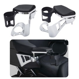 Kiawnia Rear Adjustable Passenger Armrests with Cup Holder Fit for 2014-2023 Harley Touring Electra Glides Road Glide Ultra and Tri Glide