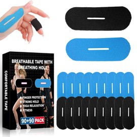 180 Pack Bowling Thumb Tape,Breathable Tape with Breathing Hole,Comfortable Tape for Men and Women, Sports Tape for Bowling Finger Protection, Yoga Relaxation and Fitness(Black & Blue)