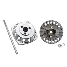 FLMLF Metal Electric Start + Flywheel for Zenoah CY ROVAN XJM TSRC 23CC~58CC Engine for 1/5 HPI ROFUN KM Mcd Baja Losi 5ive T Redcat Goped Rc Car Parts (Silver 1)