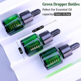 Matifaner 15ml Dropper Bottles with Measurement, Glass Essential Oil Jars Green, 1/2 oz Bottles with Glass Eye Dropper for Essential Oil,Tincture