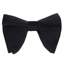 DQT Plain Velvet Wedding Butterfly Pre-Tied Bow Tie for Men - Black