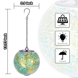 Solar Hanging Lantern Solar Outdoor Lanterns Mosaic Gazing Ball Outdoor Hanging Lights Outdoor Lights Waterproof Garden, Patio, Pathway & Yard Décor Green