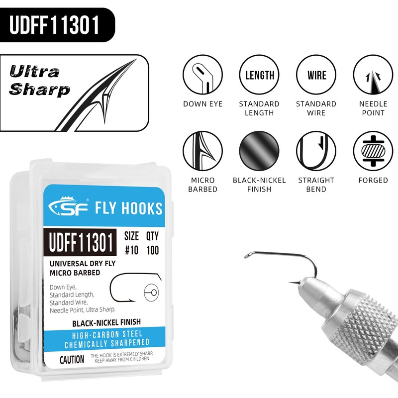 SF #12 Universal Standard Dry Fly Tying Hook Ultra Sharp