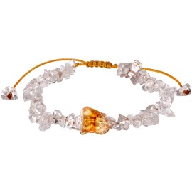 Lightock Irregular Spiritual Raw Stones Bracelets Reiki Crystals Chips Beaded Bracelets for Women Wealth Energy Balance Jewelry (Clear Quartz/Raw Citrine)